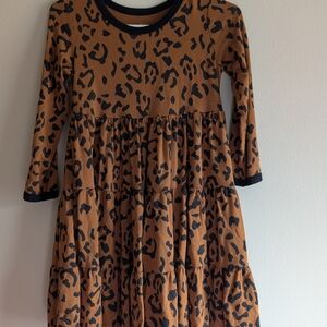 Kyte BABY Leopard Tiered Dress in Brown & Black